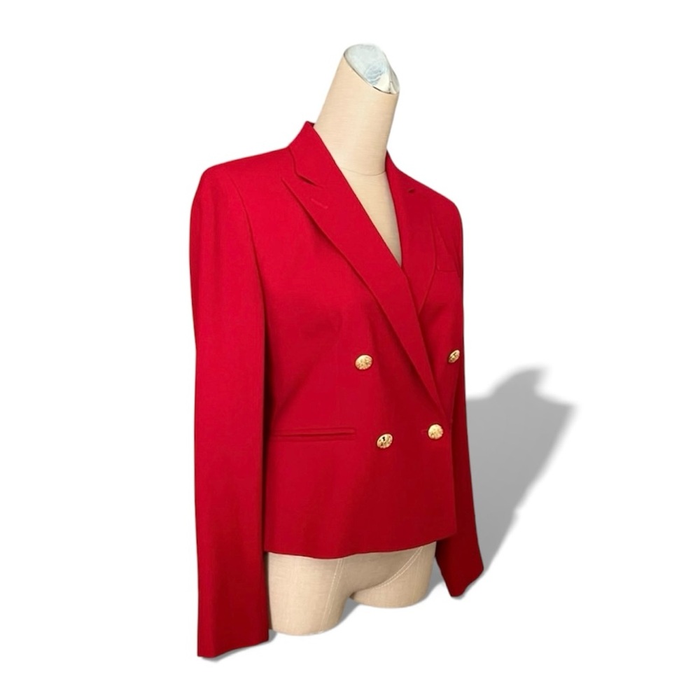 Ralph Lauren Double Breasted Blazer Gold Buttons Worsted Wool Semi Crop Made USA - Picture 5 of 13